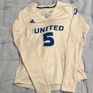 Adidas White Long Sleeve Jersey with Blue Details